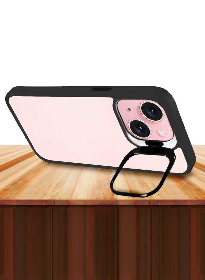 MARGOUN Clear Protective Case with Camera Lens Guard and Flip Stand for iPhone 15 Plus  – Anti-Scratch Shockproof Cover - black - Image 4