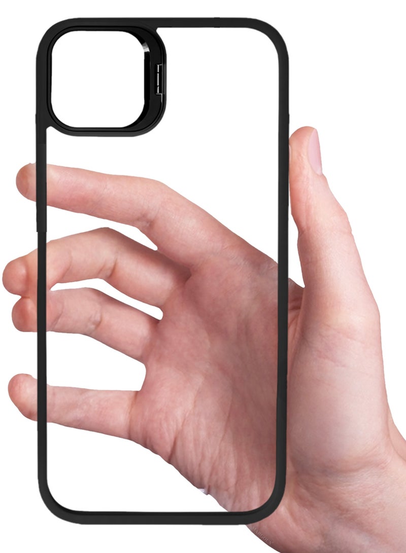 MARGOUN Clear Protective Case with Camera Lens Guard and Flip Stand for iPhone 15 Plus  – Anti-Scratch Shockproof Cover - black - Image 5