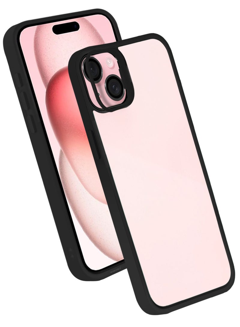MARGOUN Clear Protective Case with Camera Lens Guard and Flip Stand for iPhone 15 Plus  – Anti-Scratch Shockproof Cover - black - Image 2