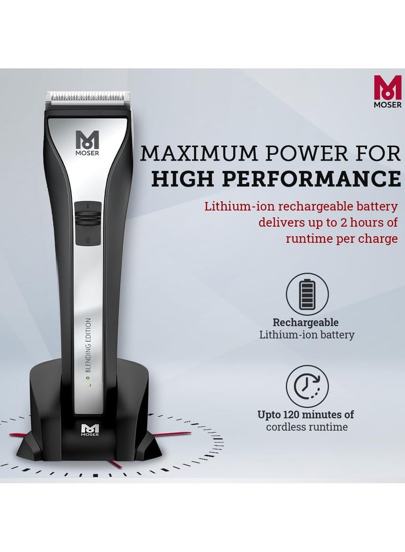 MOSER Chrom2Style Blending Edition Professional Hair Clipper & Rechargeable Travel Shaver for Men Combo (Made in Germany) | Precision Blades | Quick-Change Blade System (1877-0152 + 3615-0052B) black - Image 4