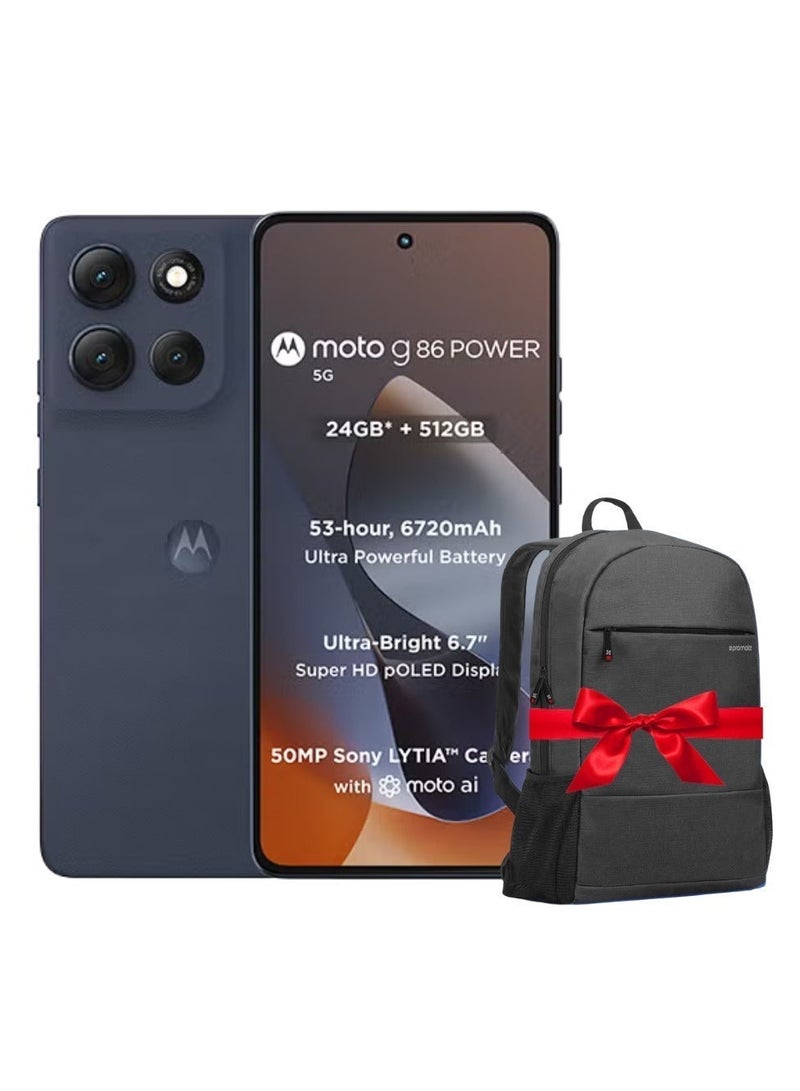 موتورولا موتو G86 باور ثنائي الشريحة بانتون سبيلباوند 8+16 جيجابايت رام 512 جيجابايت 5G مع حقيبة سفر خفيفة مقاومة للماء من برومات مجانية - نسخة الشرق الأوسط - Image 1