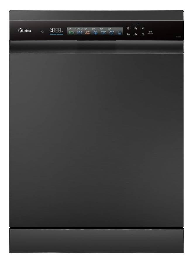 Midea Dishwasher MDWEF1533GUR(BS)-WU-EG, 15 place sets, Touch Screen, Inverter Quattro, Ion-dish fresh, 3 Racks, Inno wash, Flexible Rack System, Turbo Speed+, Dual wash zone, 42 dB(A), Black 15 L 10000 kW 6221284001383 black - Image 1