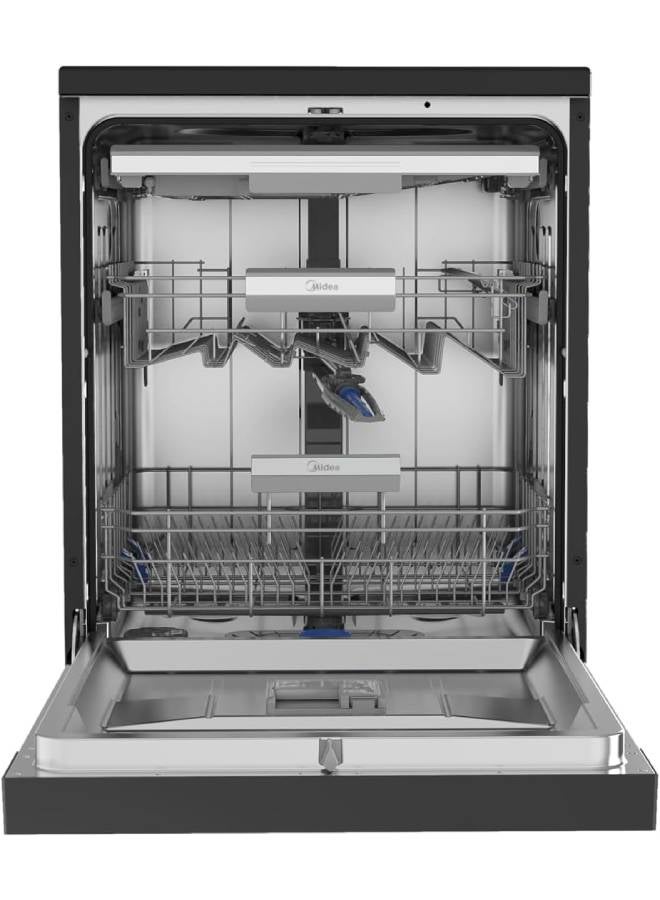 Midea Dishwasher MDWEF1533GUR(BS)-WU-EG, 15 place sets, Touch Screen, Inverter Quattro, Ion-dish fresh, 3 Racks, Inno wash, Flexible Rack System, Turbo Speed+, Dual wash zone, 42 dB(A), Black 15 L 10000 kW 6221284001383 black - Image 3