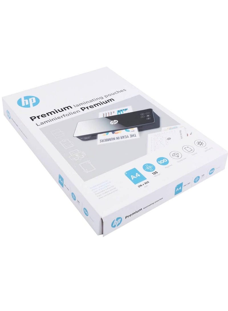 HP Premium Laminating Pouches, A4, 125 Micron, 100-Count White - Image 1