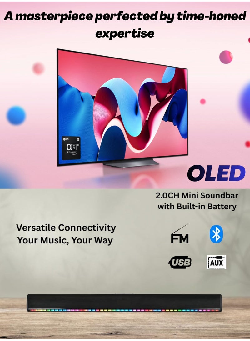 إل جي تلفاز OLED 55 بوصة بدقة 4K مع شريط صوت بلوتوث 2.0 – شاشة LG OLED evo، معالج α9 Gen7 AI بدقة 4K، 120 هرتز، Dolby Vision و Atmos، تلفاز ذكي webOS24 + نظام صوتي 2.0 بقوة 400 واط - - Image 2