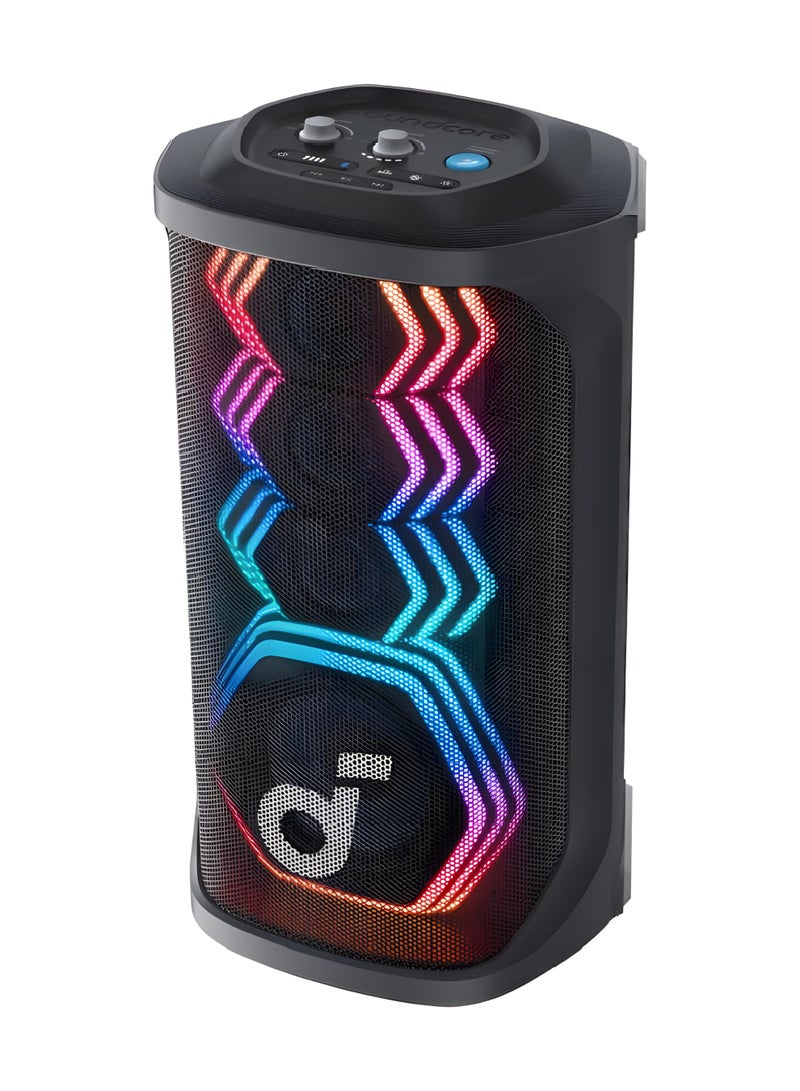 ساوند كور مكبر صوت الحفلات Rave 3S AI، مكبر صوت حفلات بقوة 200 واط مع 2 ميكروفون لاسلكي، إزالة الصوت بالذكاء الاصطناعي، عرض ضوء RGB، بطارية لمدة 12 ساعة - Image 3