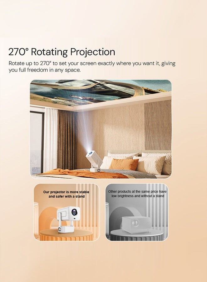 Wownect 1080P Full HD Smart Projector|300 ANSI Lumens 4K HDR Auto Focus & Keystone| Android 13 WiFi 6 Bluetooth 5.0 Home Theater Projector|30–200" Display, HDMI/USB for Home & Office PROJ-WO-109-AN White - Image 5