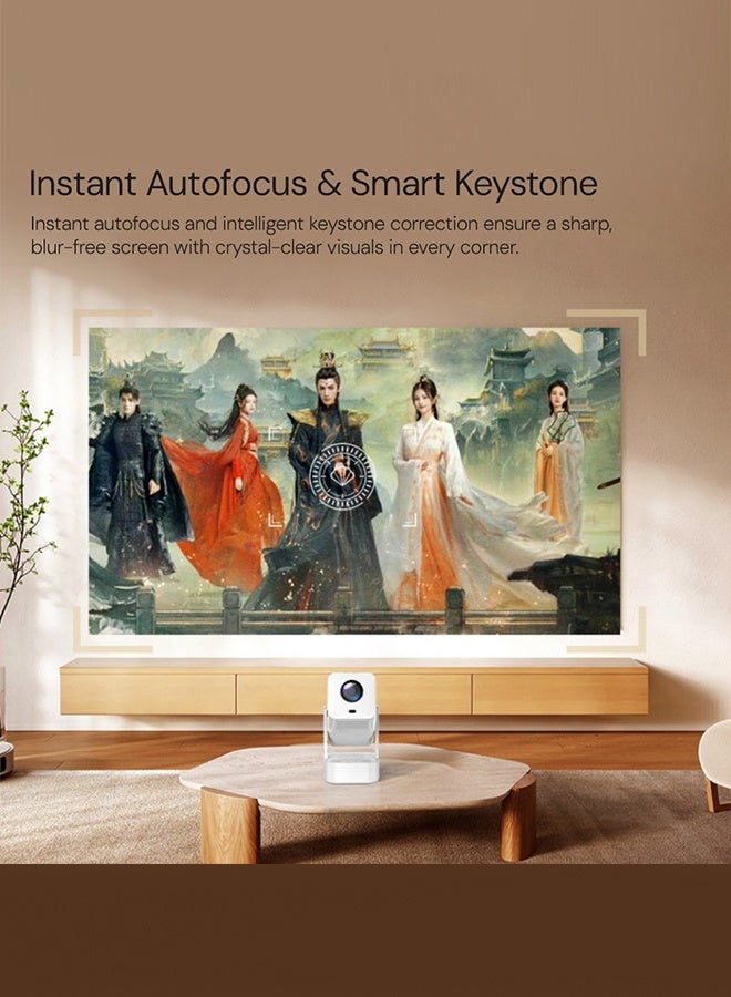 Wownect 1080P Full HD Smart Projector|300 ANSI Lumens 4K HDR Auto Focus & Keystone| Android 13 WiFi 6 Bluetooth 5.0 Home Theater Projector|30–200" Display, HDMI/USB for Home & Office PROJ-WO-109-AN White - Image 4