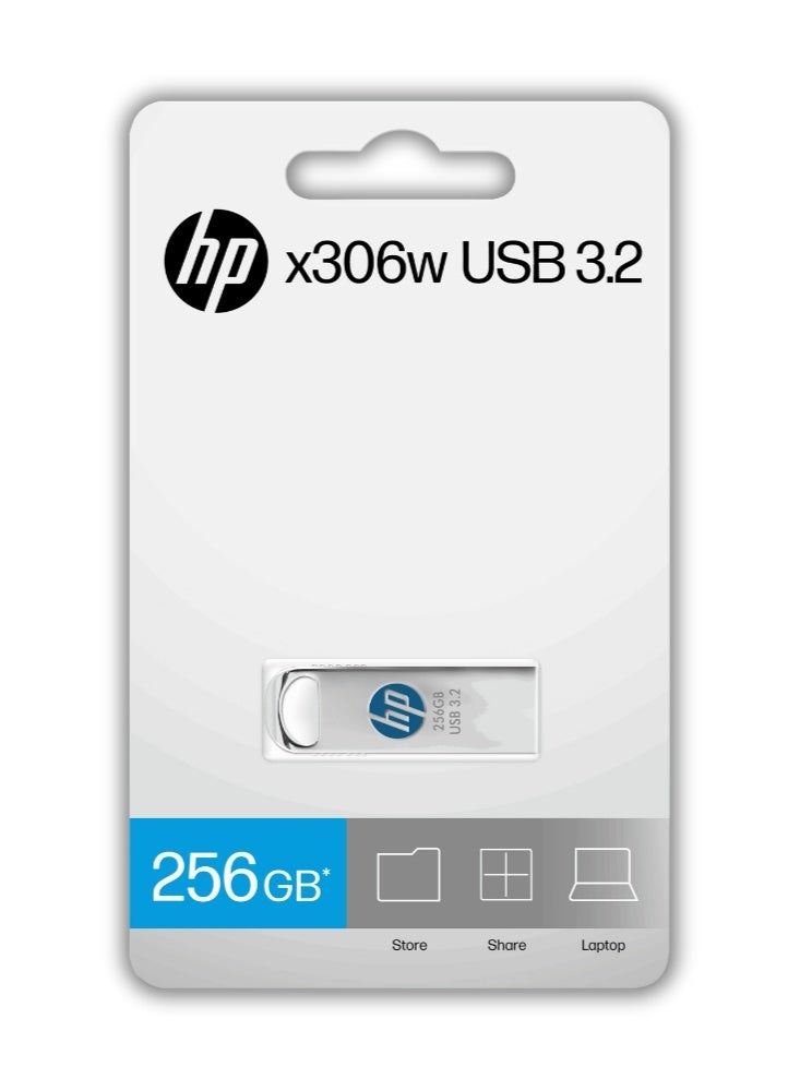 HP X306w | 256GB Pen Drive | USB 3.2 Flash Drive | Silver Metal 256 GB - Image 4