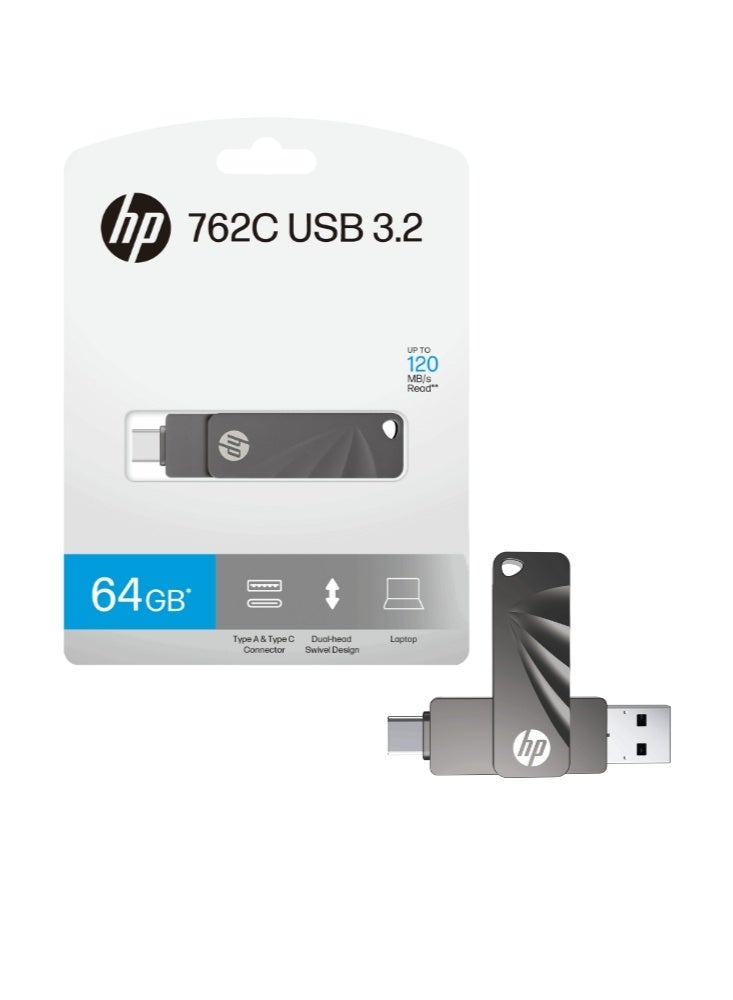 HP 762C USB Pen Drive | 64GB OTG Type-C USB 3.2 Dual Flash Drive for Iphone 15 Iphone 16 Android Tablet PC Laptop 64 GB - Image 2