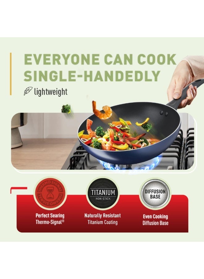 تيفال Clear Cook 3pcs set (Frypan 26cm + Wokpan 28cm + Small spatula) (Non-stick cookware set) multicolour Frypan 26cm + Wokpan 28cmcm - Image 4