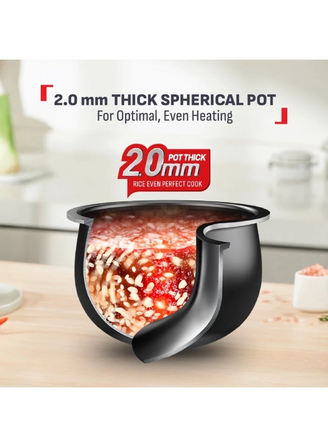 تيفال طباخ الأرز سهل الاستخدام بلس RK736B - طباخ أرز، 750 واط، منطق ضبابي مع وعاء كروي، 1.8 لتر، طهي ذكي بالذكاء الاصطناعي، 11 برنامج طهي، فحم - Image 5