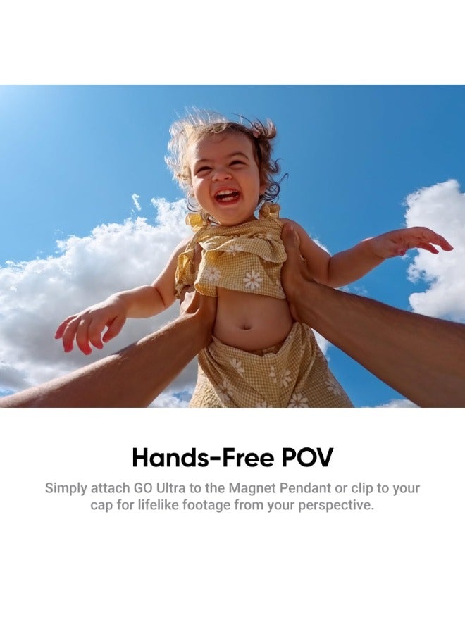 انستا 360 GO Ultra Standard Bundle | 4K Tiny Action Camera, Low-Light Capture, 10m Waterproof Wide-Angle, w/ Flip Screen FlowState Stabilization, Magnet Pendant, Clip for Travel & Vlogging - Black - Image 2