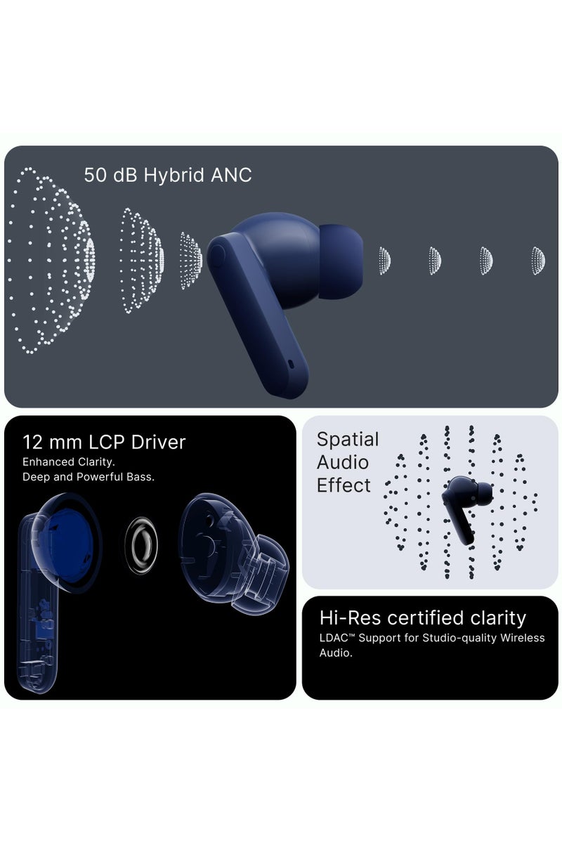 cmf by NOTHING CMF Buds 2 Plus  Wireless Earbuds Adaptive Noise Cancelling, Hi-Res Audio Bluetooth Headphones, 12mm Drivers for Deep Bass, 50dB ANC 61.5H Playtime Sport Ear Buds with 6 Mics - Blue - Image 5