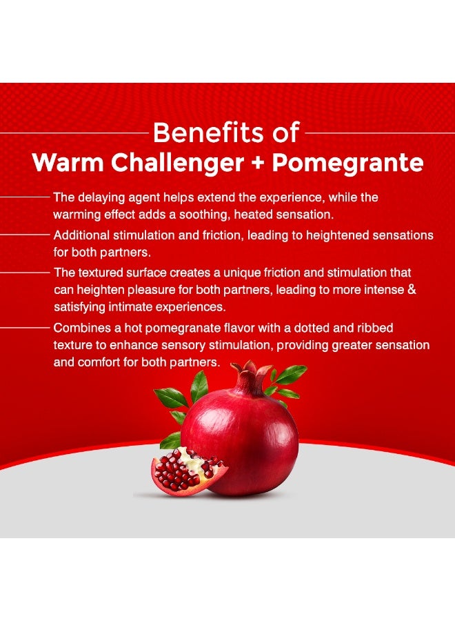 ENJOY Warm Challenger Condoms 5 in 1 | Premium Latex Condoms | Hot + Dotted + Ribbed + Delay + Pomegranate | Extra Sensation & Long-Lasting Pleasure | Large Size 52mm | Safe, Natural & Comfortable - Image 4