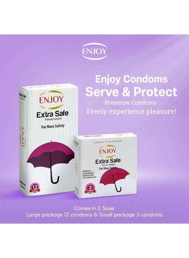 ENJOY Extra Safe Premium Condoms – 12 Pieces | Thin, Strong, Smooth & Lubricated for Maximum Safety – Trusted Protection for Intimacy - Image 4