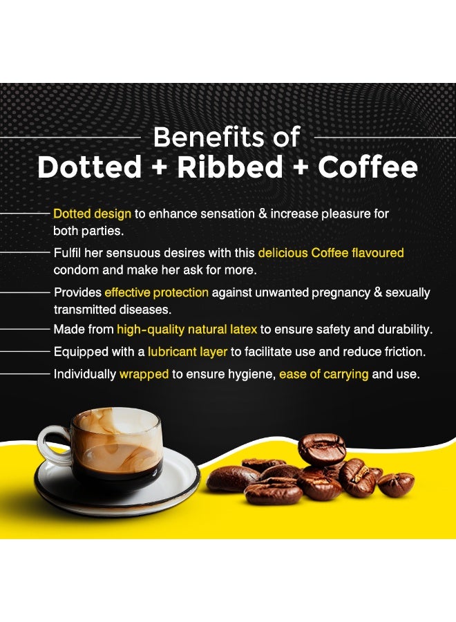 ENJOY Coffee Premium Condoms | Delay + Dotted + Ribbed + Coffee Flavor | Premium Natural Latex | Long-Lasting Pleasure & Extra Sensation | 12 pcs - Image 2