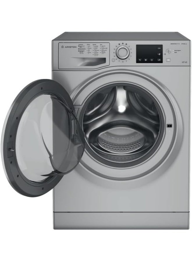 غسالة أريستون 9 كجم، مجفف 6 كجم، 1400 دورة في الدقيقة مع محرك عاكس، غسالة ومجفف أوتوماتيكي بالكامل، تحميل أمامي، 16 برنامج، بدء مؤجل، غسيل مسبق وغسيل سريع، صنع في إيطاليا، فضي، NDB9648SSGCC - Image 4