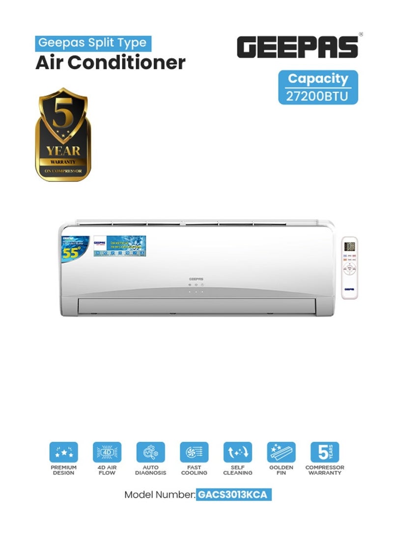 جيباس مكيف هواء سبليت 2.5 طن (27200 وحدة حرارية بريطانية) | تنظيف ذاتي، تشخيص تلقائي، زعانف ذهبية، شاشة LED - Image 1