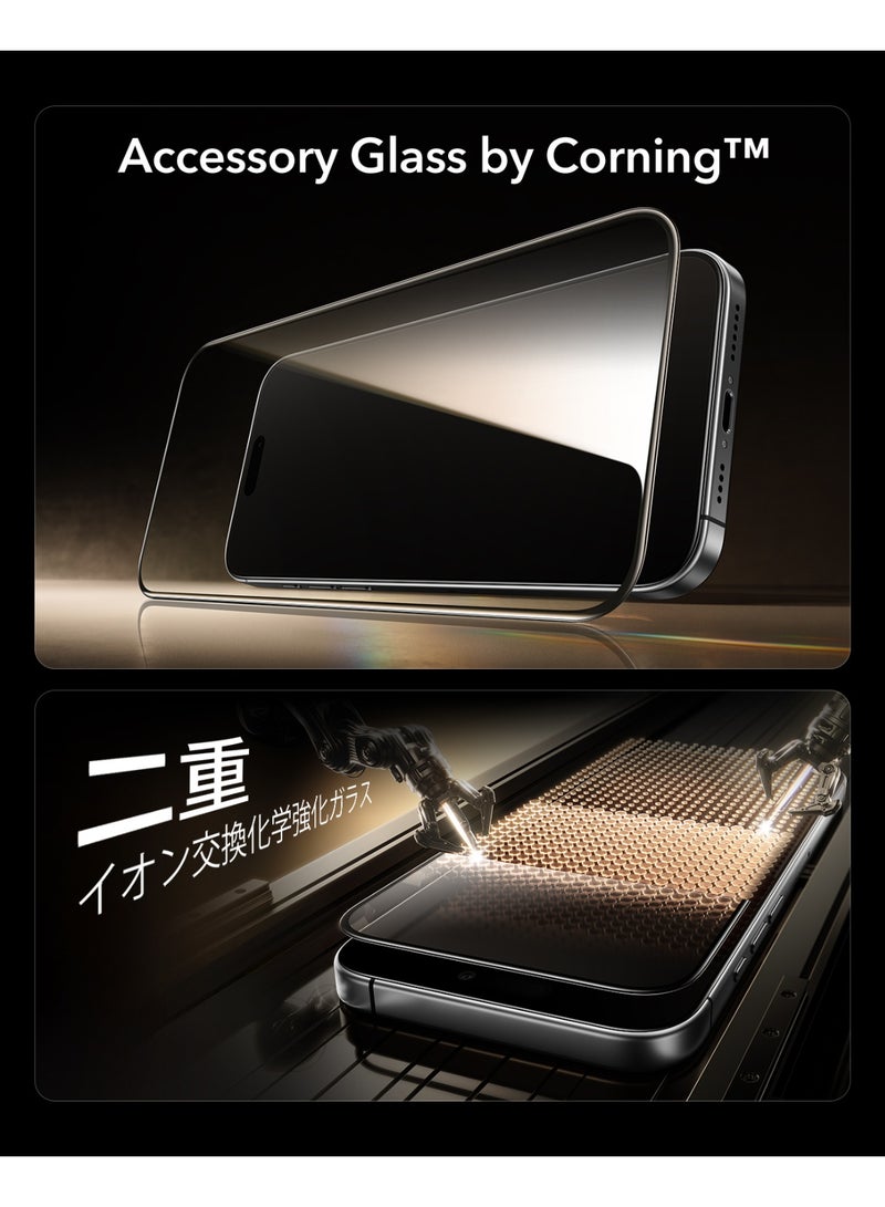 ESR Accessory Glass by Corning™ 1 Pack 9H+ Glass for iPhone 17/iPhone 16 Pro Screen Protector, with AR Anti-Reflective Technology, Military Grade Shatterproof & Durable with UltraFit Tray Clear - Image 3