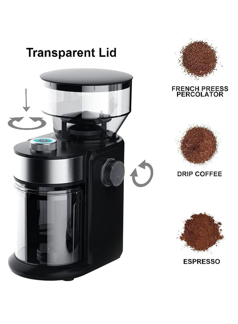 دي إل سي  مطحنة قهوة كهربائية متعددة السرعات 150 واط - 16 إعداد طحن، سعة 240 جرام لتحضير القهوة الفرنسية، الإسبريسو والتقطير - مطحنة حبوب وتوابل مدمجة - Image 3