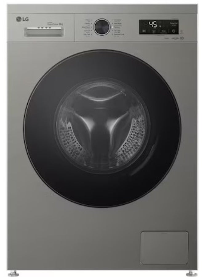 8 kg Front Load Washing Machine, 1400 RPM, Steam, 6 Motion & ThinQ, Wi-Fi, Platinum Silver – F4Y2TYGYP 8 kg F4Y2TYGYP Platinum Silver