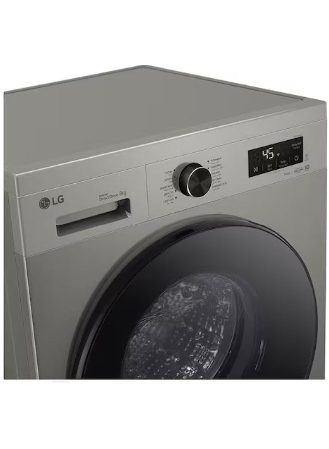 إل جي 8 kg Front Load Washing Machine, 1400 RPM, Steam, 6 Motion & ThinQ, Wi-Fi, Platinum Silver – F4Y2TYGYP 8 kg F4Y2TYGYP Platinum Silver - Image 3