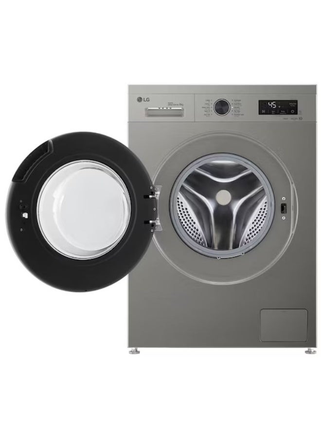 إل جي 8 kg Front Load Washing Machine, 1400 RPM, Steam, 6 Motion & ThinQ, Wi-Fi, Platinum Silver – F4Y2TYGYP 8 kg F4Y2TYGYP Platinum Silver - Image 2