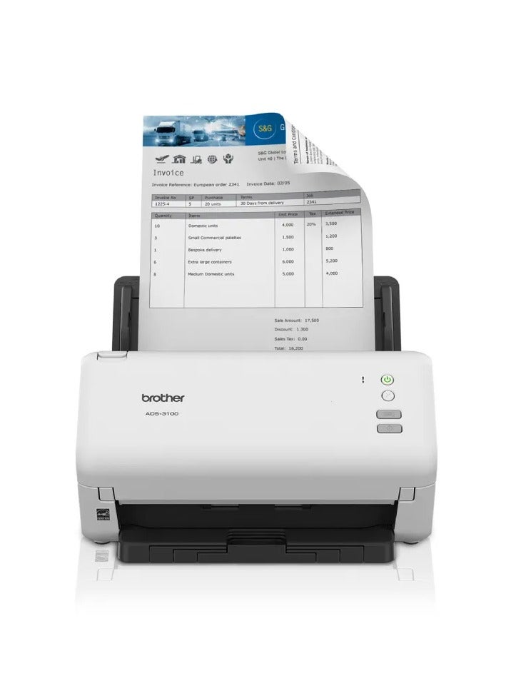 بروذر ADS-3100 High-speed Desktop Scanner |Duplex A4 Document Scanner | SuperSpeed USB3.0 white - Image 1