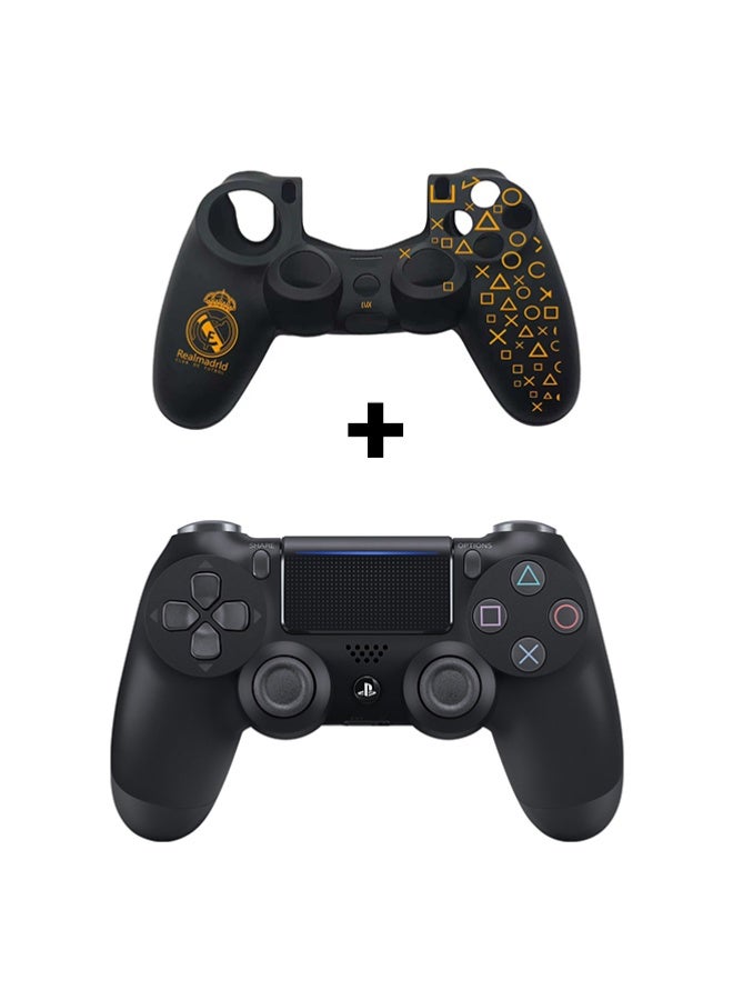 Sony DualShock 4 Wireless Controller for PlayStation 4 Bundle with PS4 Silicone Anti-Slip Shockproof Skin Real Madrid Soft Rubber Grip Cover for Better Control & Durable Protection Sleeve for PS4 Controller - Image 1