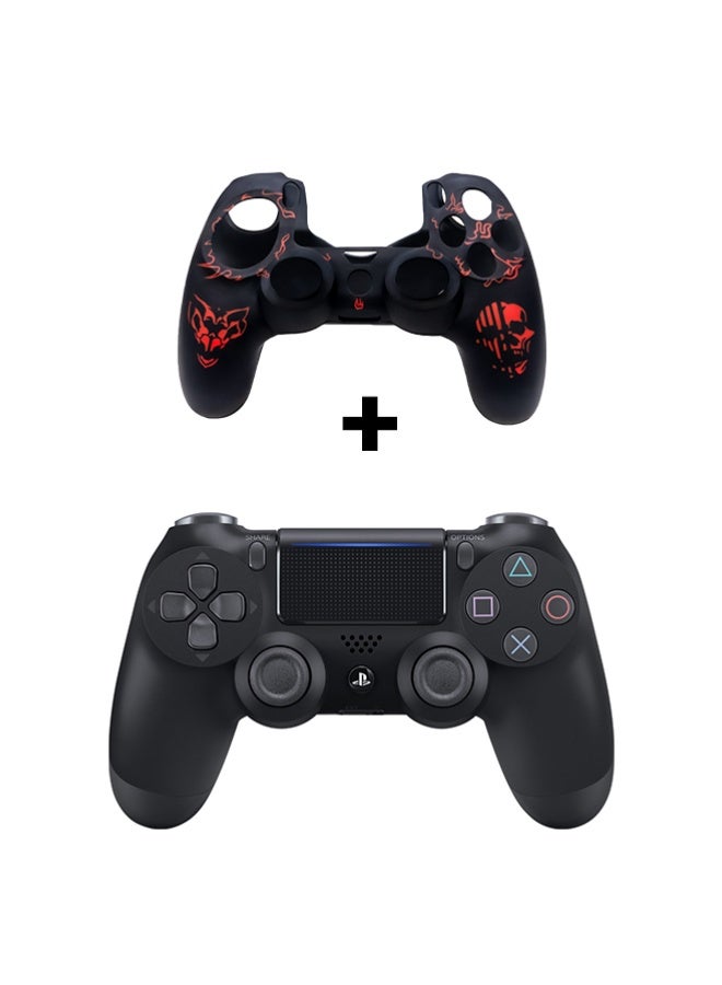 Sony DualShock Wireless Controller For PlayStation 4 Bundle with PS4 Silicone Anti-Slip Shockproof Skin Soft Rubber Grip Case for Better Control Anti-Scratch Durable Protection Sleeve for PlayStation 4 Wireless with Red case Cover - Image 1