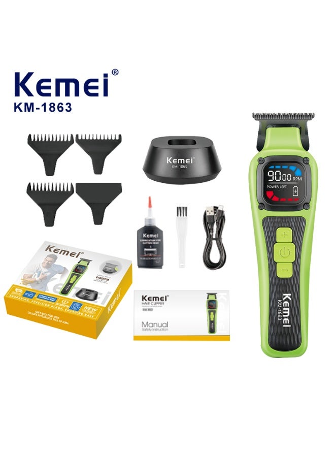 Kemei KM-1863 Rechargeable Hair Trimmer – Ceramic & DLC Blades, 9000RPM High-Speed Motor, 180 Minutes Runtime, 2.5H Charging, 2500mAh Battery multicolour - Image 1