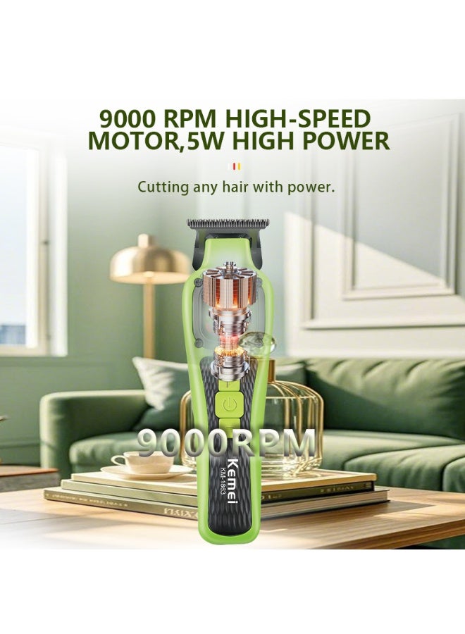 Kemei KM-1863 Rechargeable Hair Trimmer – Ceramic & DLC Blades, 9000RPM High-Speed Motor, 180 Minutes Runtime, 2.5H Charging, 2500mAh Battery multicolour - Image 5