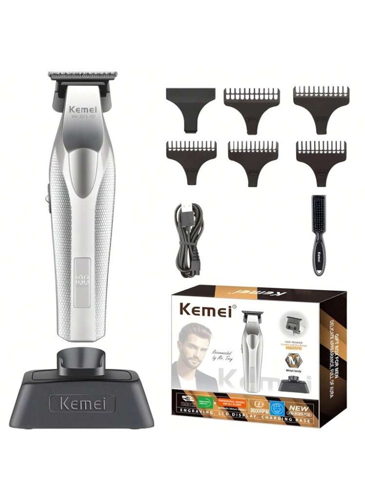 Kemei KM-3023-702 Professional Hair Trimmer – Ceramic & DLC Blades, 9000RPM, 120 Min Runtime, Metal Body, American Design, 2000mAh Battery multicolour - Image 1