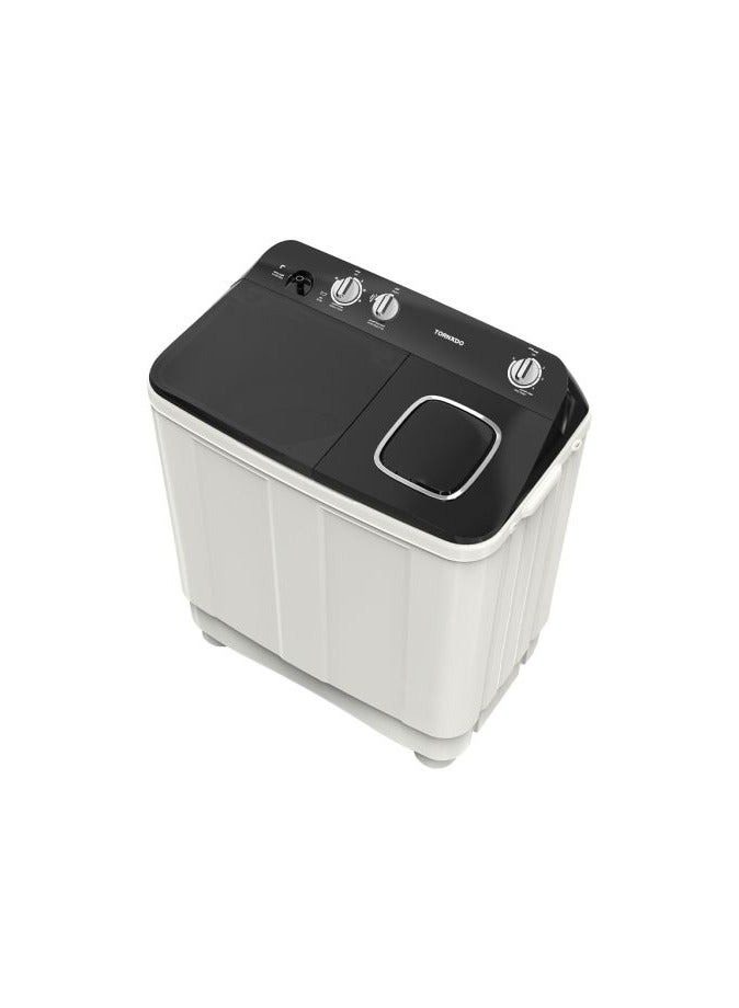 TORNADO 7 KG Twin Tub Half Automatic Washing Machine, Mechanical Wash Timer, Intuitive Control, Durable Spin Motor, 1200 RPM, White x Black TMH-HS07C(WK) 7 kg TMH-HS07C(WK) White x Black - Image 3