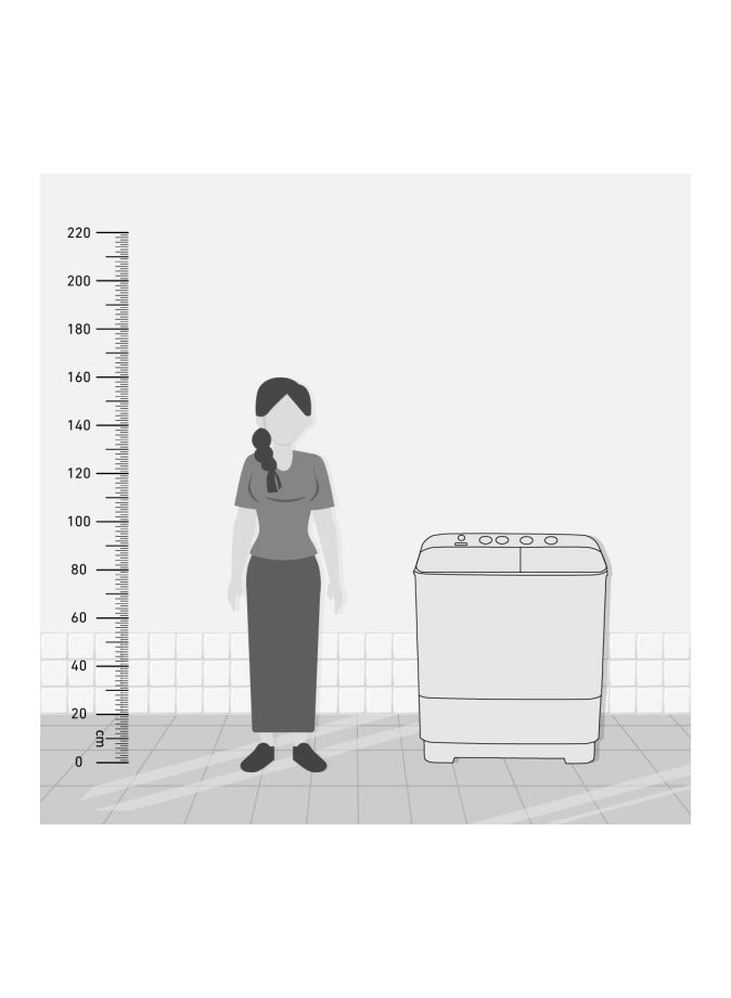 TORNADO 7 KG Twin Tub Half Automatic Washing Machine, Mechanical Wash Timer, Intuitive Control, Durable Spin Motor, 1200 RPM, White x Black TMH-HS07C(WK) 7 kg TMH-HS07C(WK) White x Black - Image 5