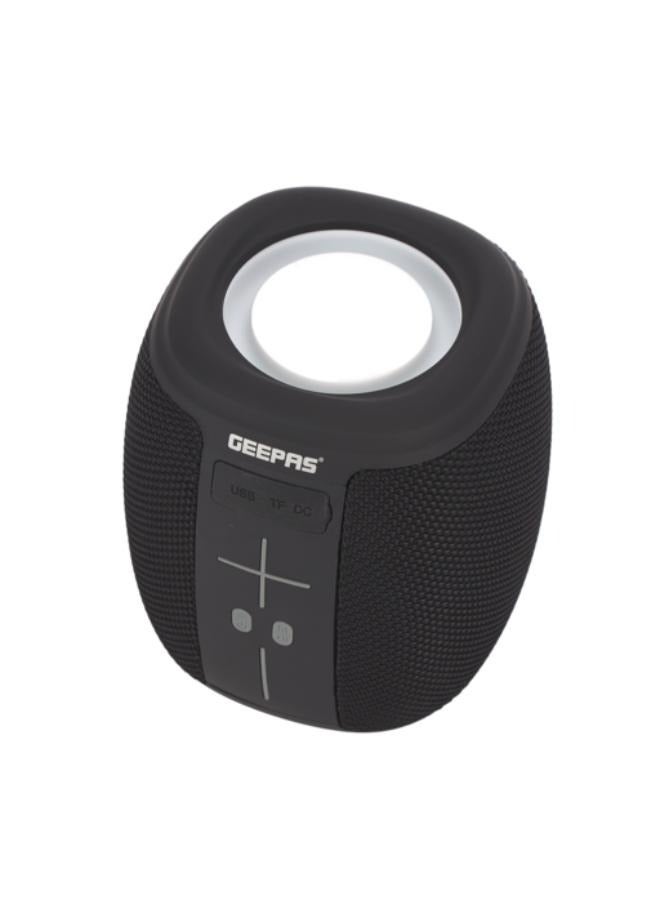 GEEPAS Portable Wireless Speaker with Colourful RGB Light/Bluetooth, TF Card, TWS Function and FM Radio,Hands-Free Calling, Black, Black - Image 3