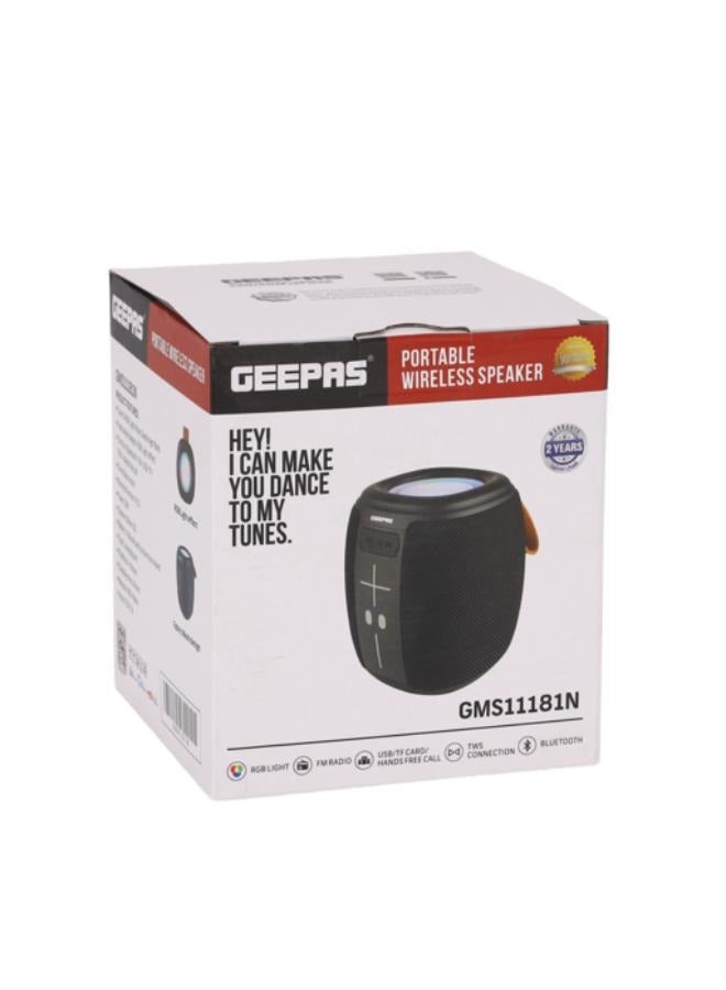 GEEPAS Portable Wireless Speaker with Colourful RGB Light/Bluetooth, TF Card, TWS Function and FM Radio,Hands-Free Calling, Black, Black - Image 5