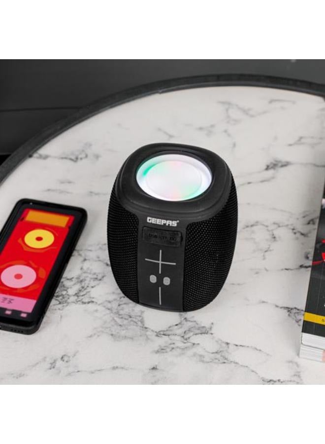 GEEPAS Portable Wireless Speaker with Colourful RGB Light/Bluetooth, TF Card, TWS Function and FM Radio,Hands-Free Calling, Black, Black - Image 4