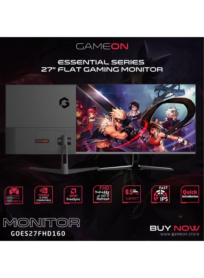 جايم أون شاشة 27 بوصة FHD 1920×1080 160Hz IPS للألعاب، زمن استجابة 0.5 مللي ثانية، تقنية Adaptive-Sync/FreeSync، HDMI وDisplayPort، حماية العين من الوهج، تصميم نحيف – جاهزة للكمبيوتر الشخصي ووحدة التحكم - Image 3