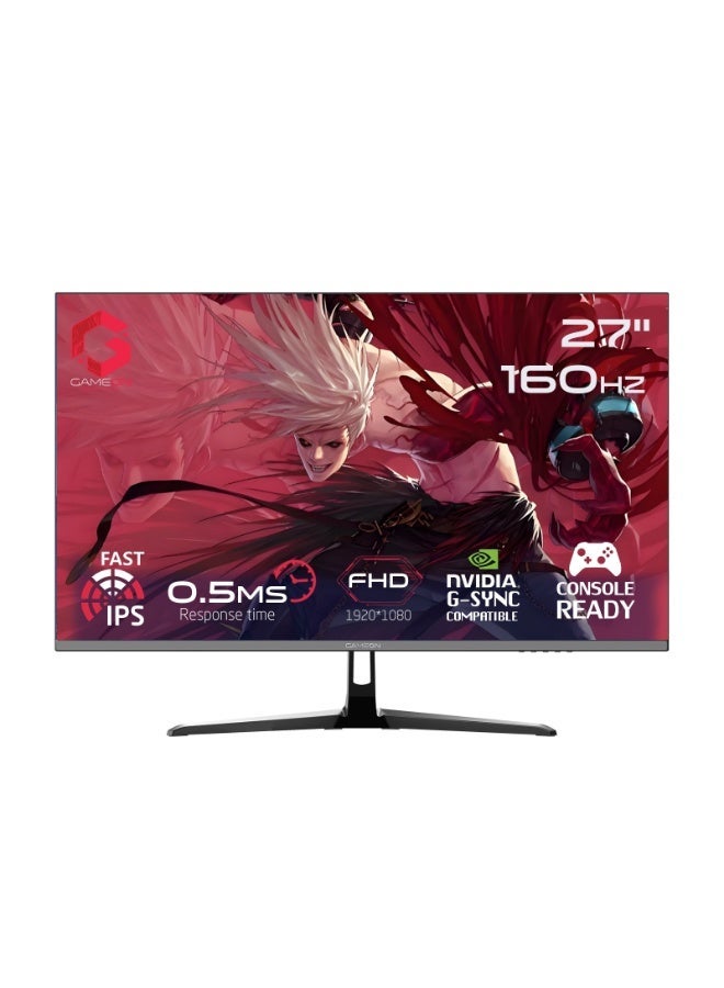 جايم أون شاشة 27 بوصة FHD 1920×1080 160Hz IPS للألعاب، زمن استجابة 0.5 مللي ثانية، تقنية Adaptive-Sync/FreeSync، HDMI وDisplayPort، حماية العين من الوهج، تصميم نحيف – جاهزة للكمبيوتر الشخصي ووحدة التحكم - Image 1