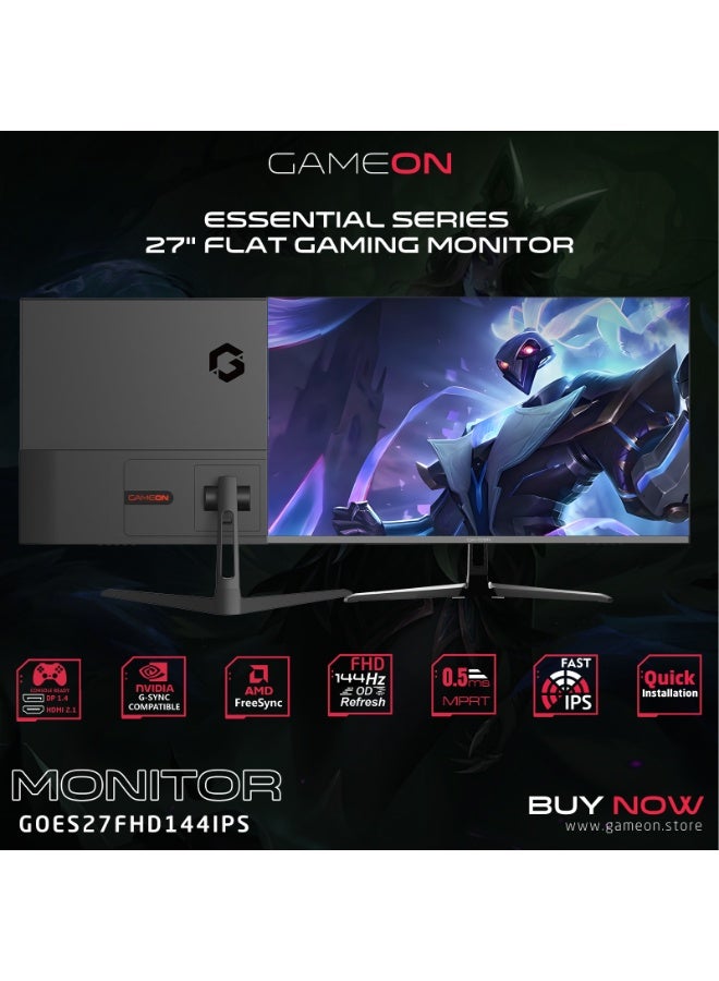GAMEON 27 Inch Monitor FHD 1920×1080 144Hz Flat IPS Gaming Monitor with 0.5ms MPRT & 5ms Response, HDR10, HDMI 2.1 & DP 1.4, Dual Speakers, Eye-Care, Anti-Glare – PC & Console Ready black - Image 3