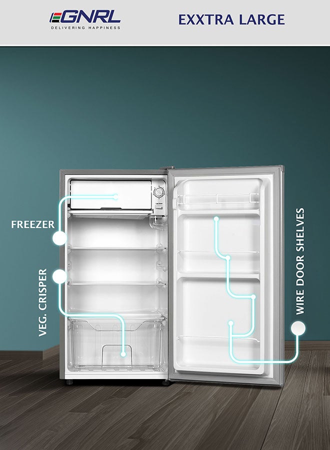 EGNRL 140L Gross/83L Net Capacity, Single Door Refrigerator, EGR140S | Fast Cooling, Energy Saving & Low Noise |Recessed Handle, R600A, Inside Condenser, Dark Silver Color, One Year Warranty 80 W 6290361455272 Dark Silver - Image 3