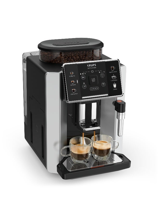 كروبس آلة القهوة الأوتوماتيكية الكاملة Sensation C90 | سهلة الاستخدام والصيانة | تنبيهات مضيئة | 50-60Hz | تنظيف مريح | فضي | EA910EM0 - Image 1