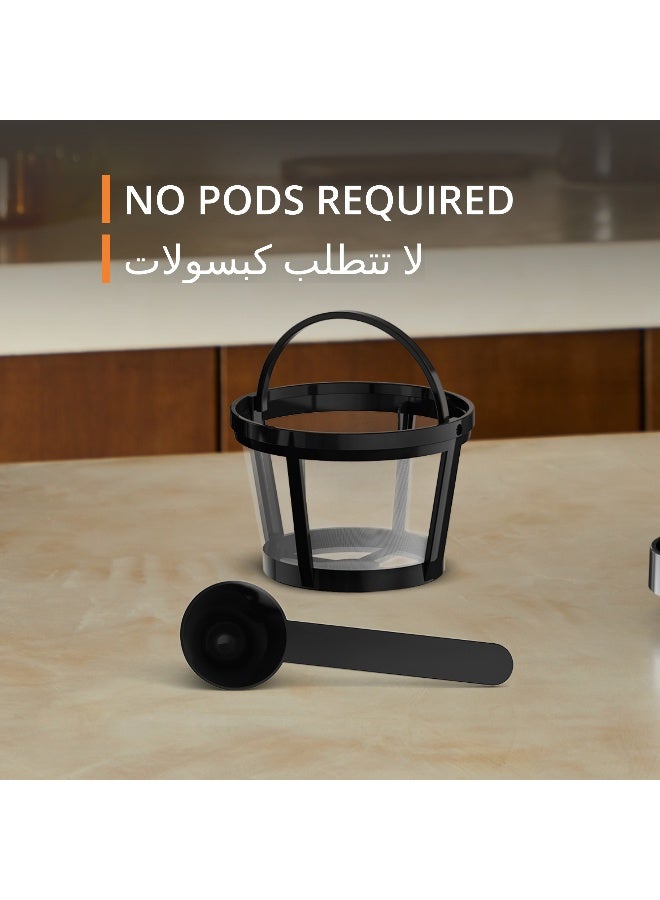 كروبس صانع القهوة ببساطة 4 في 1 | ماكينة قهوة بالتنقيط | 3 خيارات للتخمير | إبريق زجاجي مقاوم للحرارة | كوب سفر - Image 5