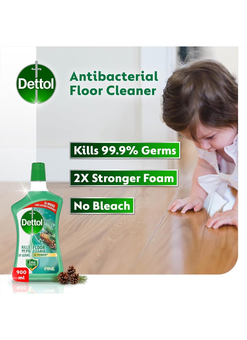 Dettol Pine Antibacterial Power Floor Cleaner With 3 Times Powerful Cleaning (Kills 99.9% Of Germs), 900ml 900ml - Image 2