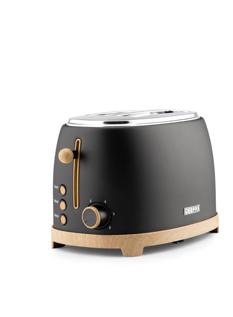 GEEPAS Nordiq Collection Bread Toaster- GBT36560UK-BK/ 850W, 2 Slice Slot, with 6 Adjustable Browning Control and Removable Crumb Tray, Defrost, Reheat and Cancel Button/ Perfect for Toasting Different Types Breads/ 2 Years Warranty 850 W GBT36560UK-BK BLACK - Image 1