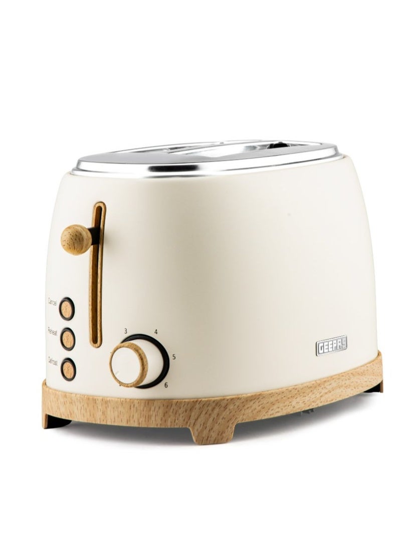 GEEPAS Nordiq Collection Bread Toaster- GBT36560UK-CR/ 850W, 2 Slice Slot, with 6 Adjustable Browning Control and Removable Crumb Tray, Defrost, Reheat and Cancel Button/ Perfect for Toasting Different Types Breads/ 2 Years Warranty 850 W GBT36560UK-CR BEIGE - Image 1
