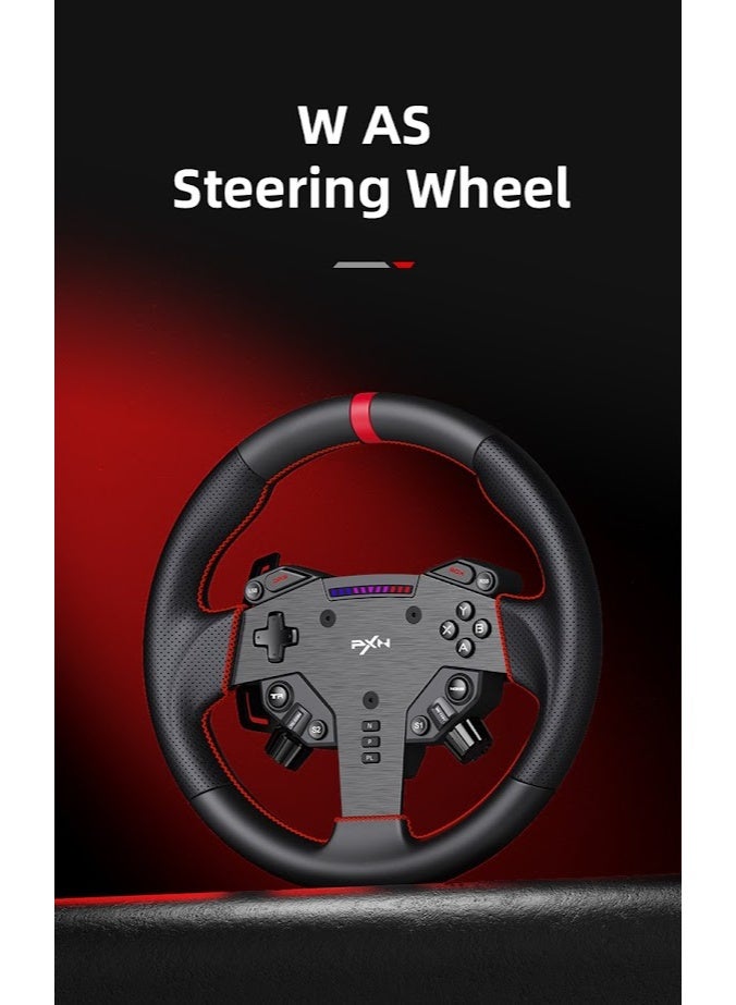 بي اكس ان عجلة سباق PXN WAS للألعاب - إطلاق سريع، 4 دبابيس على طراز F1، أضواء دوران RGB ديناميكية، قبضة جلدية، عجلة قيادة PC بحجم 11 بوصة - لقاعدتي PXN VD4/VD6 للدفع المباشر - Image 2