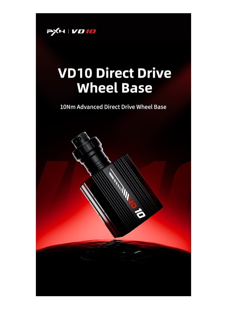 PXN VD10 PC Steering Wheel Base – 10Nm Direct Drive Force Feedback, Professional High-Torque Servo Motor, High-Performance Sim Racing Wheel Base for PC Windows 7–11